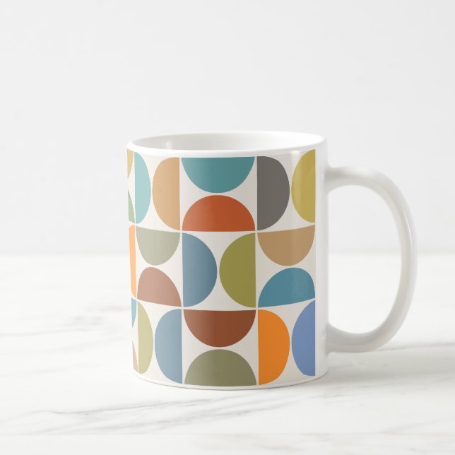MCM Semicircles Pattern Colour on Cream Coffee Mug (Right)