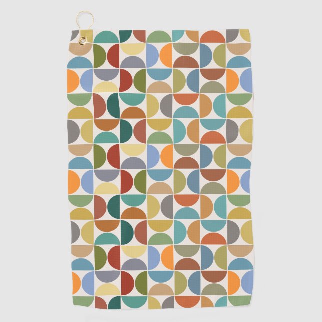 MCM Semicircles Pattern Colour on Cream Golf Towel (Front)