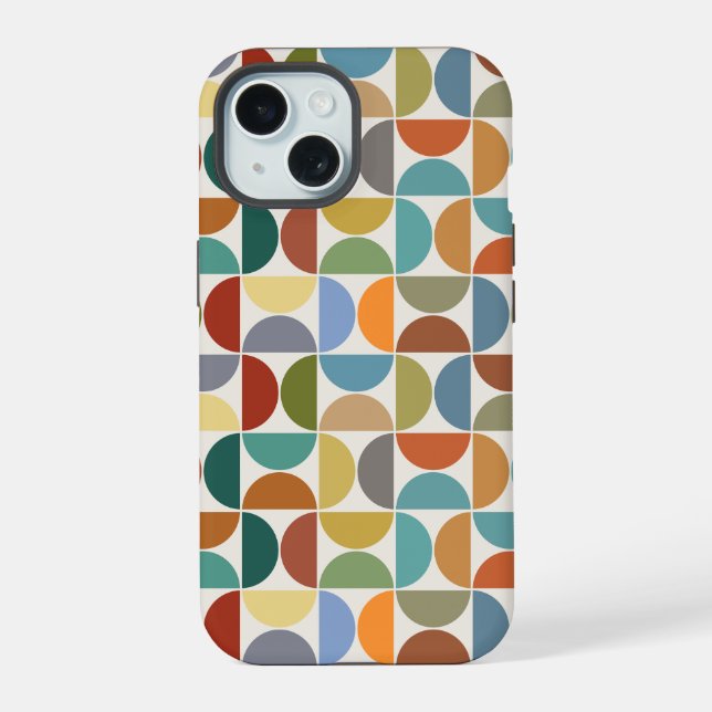 MCM Semicircles Pattern Colour on Cream iPhone 15 Case (Back)