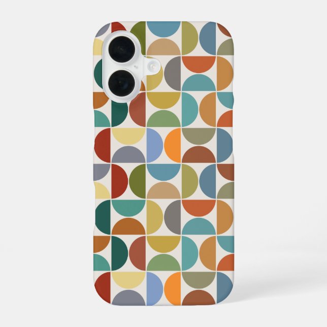 MCM Semicircles Pattern Colour on Cream iPhone 16 Case (Back)