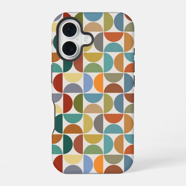 MCM Semicircles Pattern Colour on Cream iPhone 16 Case (Back)