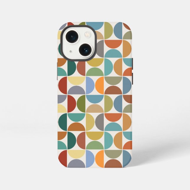 MCM Semicircles Pattern Colour on Cream iPhone Case (Back)