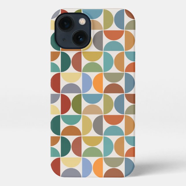 MCM Semicircles Pattern Colour on Cream iPhone Case (Back)