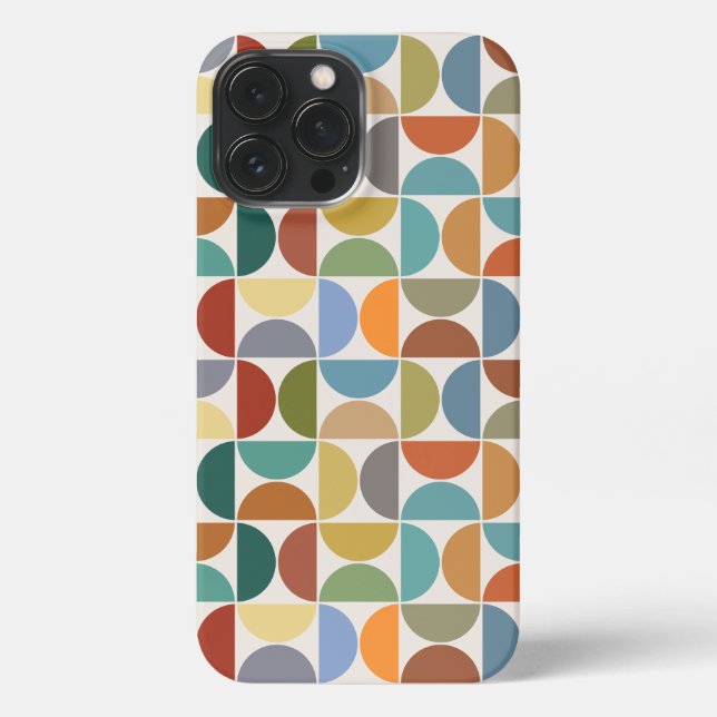 MCM Semicircles Pattern Colour on Cream iPhone Case (Back)