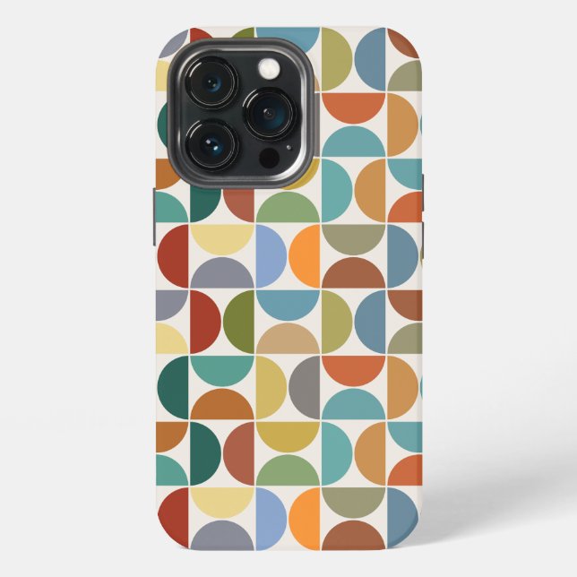 MCM Semicircles Pattern Colour on Cream iPhone Case (Back)
