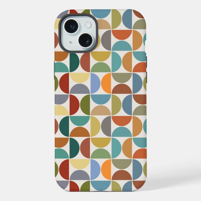 MCM Semicircles Pattern Colour on Cream iPhone Case (Back)