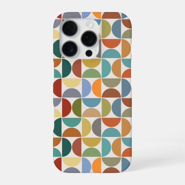 MCM Semicircles Pattern Colour on Cream iPhone Case (Back)