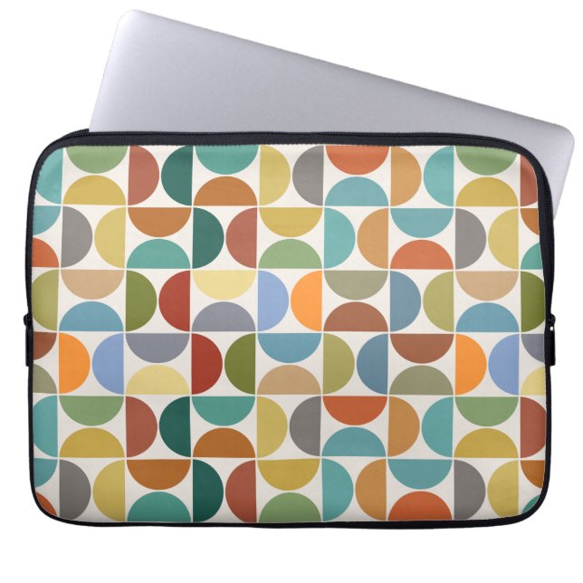 MCM Semicircles Pattern Colour on Cream Laptop Sleeve (Front)
