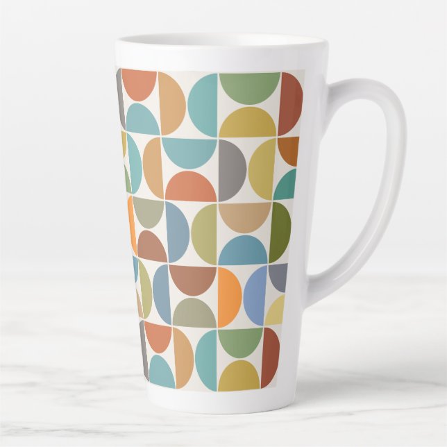 MCM Semicircles Pattern Colour on Cream Latte Mug (Right)