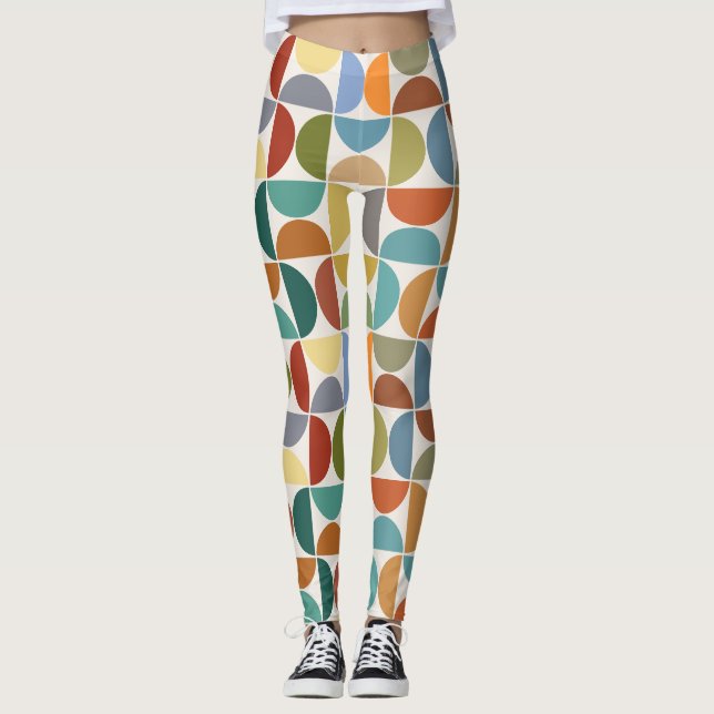 MCM Semicircles Pattern Colour on Cream Leggings (Front)