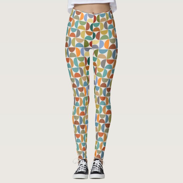 MCM Semicircles Rpt Pattern Colour on Cream Leggings (Front)