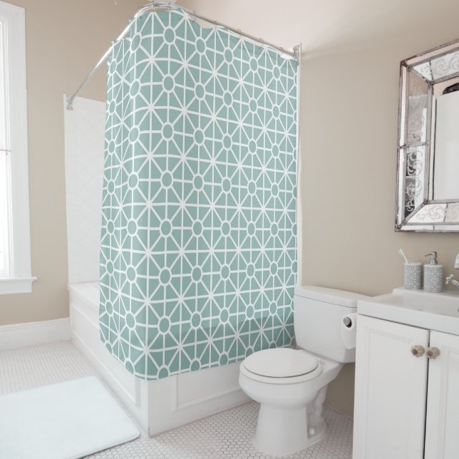 MCM Spring Green Pattern Shower Curtain (In Situ)