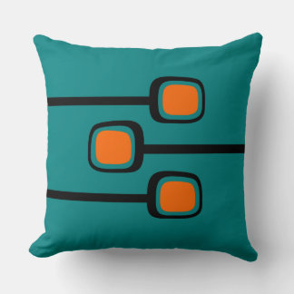 MCM Throw Pillow in Orange and Teal.