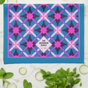 MCM Vibrant Retro Diamond Pattern Tea Tea Towel