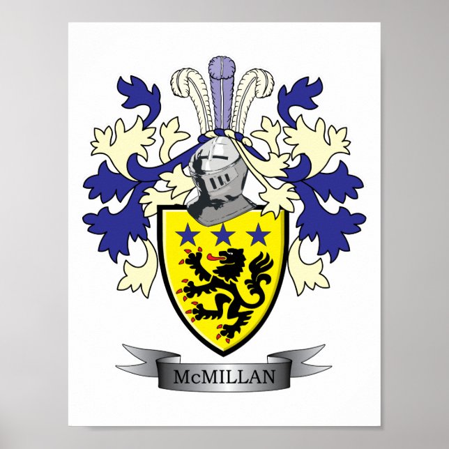 McMillan Family Crest Coat of Arms Poster (Front)