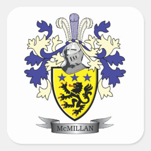 McMillan Family Crest Coat of Arms Square Sticker