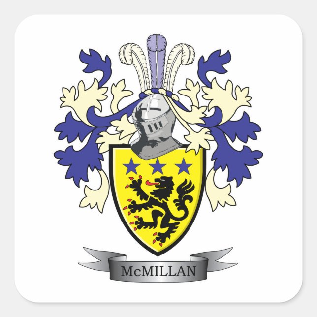 McMillan Family Crest Coat of Arms Square Sticker (Front)