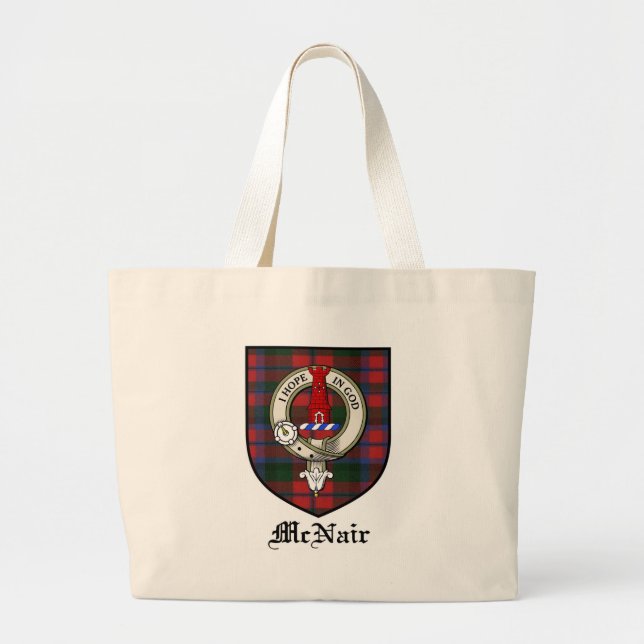 McNair Clan Crest Badge Tartan Large Tote Bag (Front)