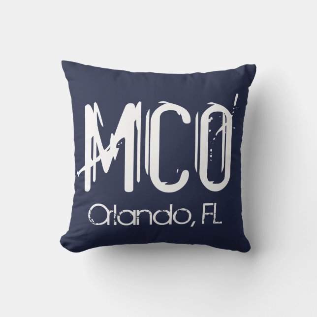 MCO Orlando Airport Code Blue Cushion (Front)