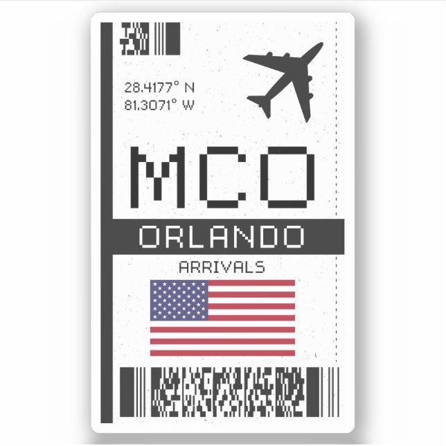 MCO Orlando, Florida Airport Boarding Pass - USA  (Front)