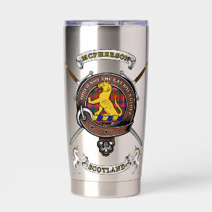 McPherson Clan Badge Tartan & Swords Insulated Tumbler