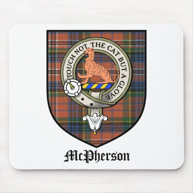 McPherson Clan Crest Badge Tartan Mouse Mat (Front)