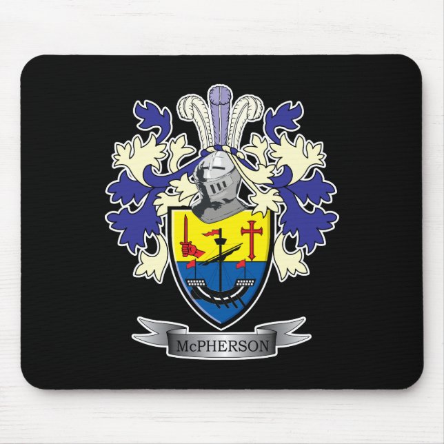 McPherson Family Crest Coat of Arms Mouse Mat (Front)
