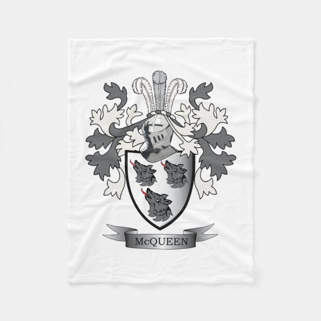 McQueen Family Crest Coat of Arms Fleece Blanket (Front)
