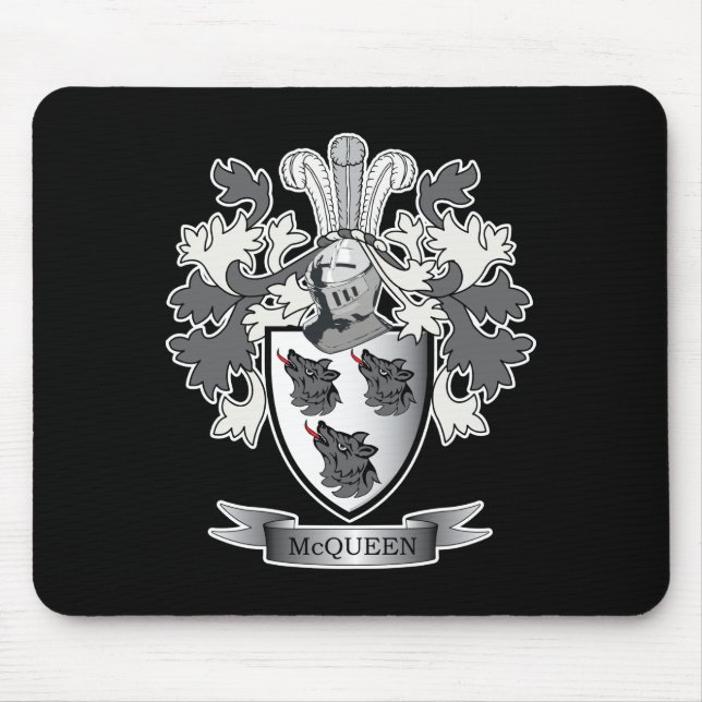 McQueen Family Crest Coat of Arms Mouse Mat (Front)