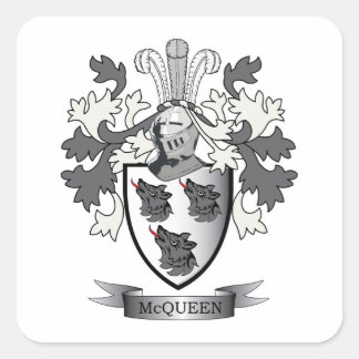 McQueen Family Crest Coat of Arms Square Sticker