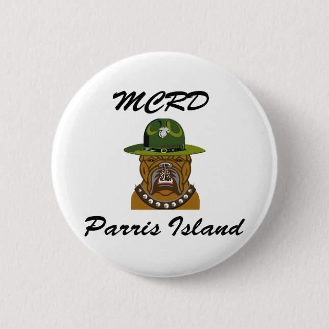 MCRD Parris Island Devil Dog 6 Cm Round Badge (Front)
