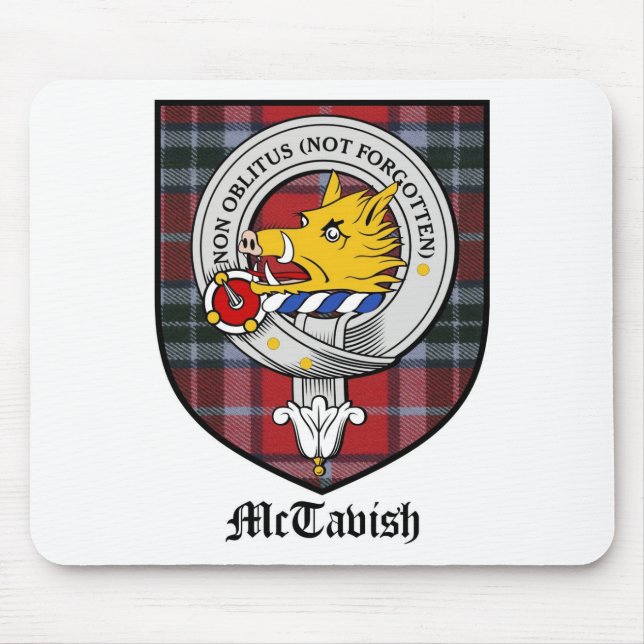 McTavish Clan Crest Badge Tartan Mouse Mat (Front)
