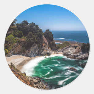 Mcway Falls in Julia Pfeiffer Burns state park Classic Round Sticker