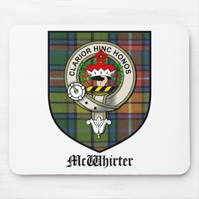 McWhirter Clan Crest Badge Tartan Mouse Mat (Front)
