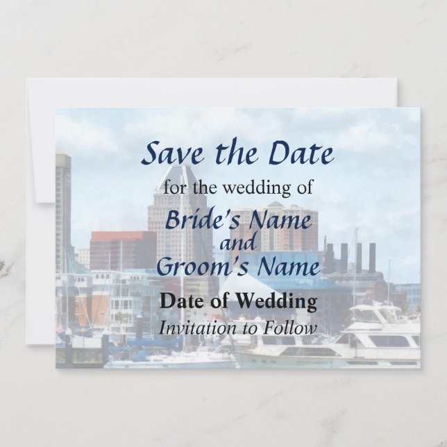 MD - Baltimore Skyline and Harbour Save The Date (Front)