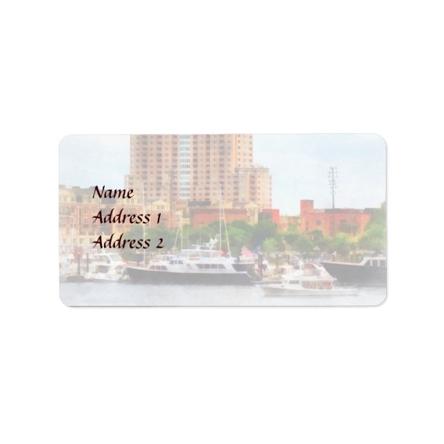 MD - Boats at Inner Harbor Wedding Products Label (Front)
