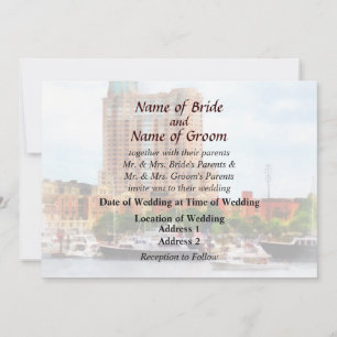 MD - Boats at Inner Harbour Wedding Products Invitation