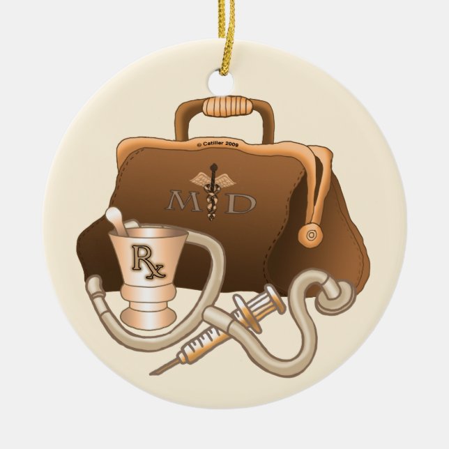 MD Doctor bag Ceramic Tree Decoration (Front)