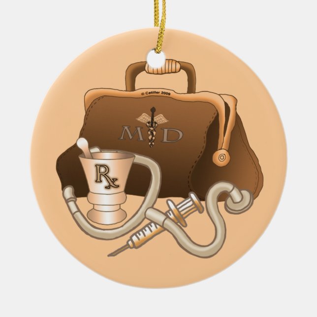 MD Doctor bag Ceramic Tree Decoration (Front)