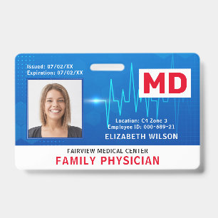 MD Doctor Hospital Medical Employee Photo ID Badge