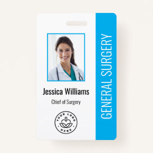 MD Doctor Hospital Medical Employee Photo ID Blue ID Badge