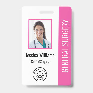 MD Doctor Hospital Medical Employee Photo ID Pink Badge