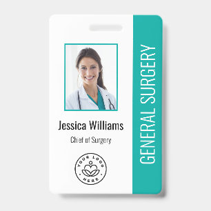 MD Doctor Hospital Medical Employee Photo ID Teal Badge