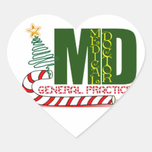 MD GENERAL PRACTICE PHYSICIAN CHRISTMAS MERRY HEART STICKER