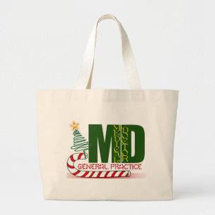 MD GENERAL PRACTICE PHYSICIAN CHRISTMAS MERRY LARGE TOTE BAG