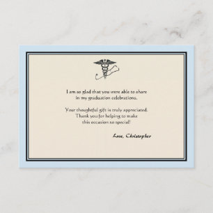 MD Graduation Blue Thank You Note