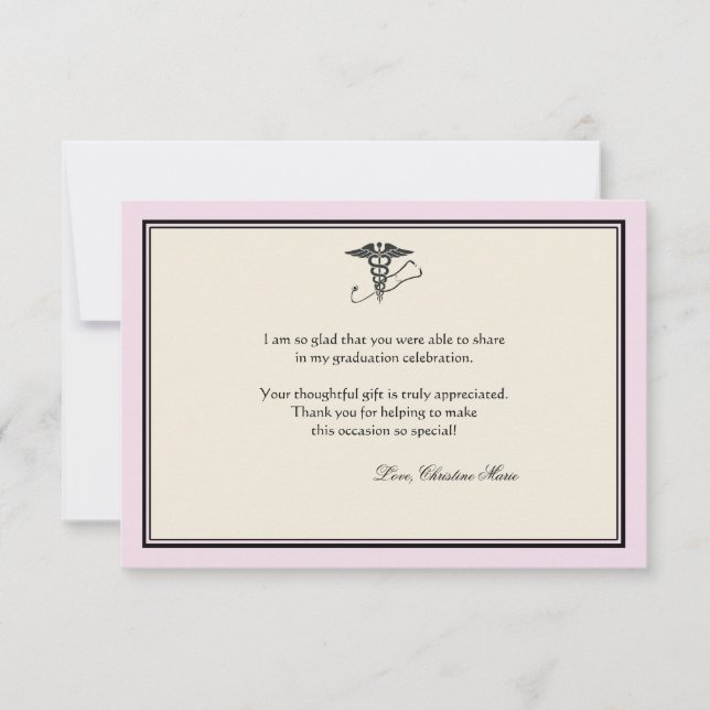 MD Graduation Pink Thank You Notecard (Front)