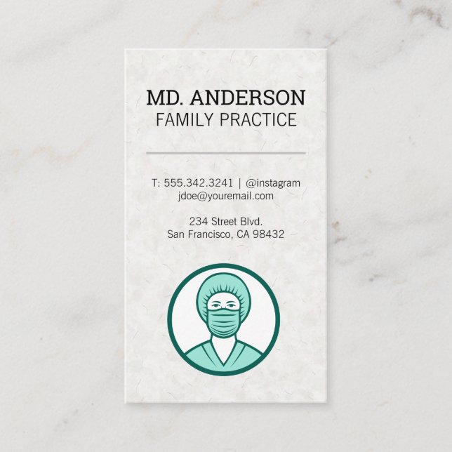 MD Healthcare Worker Icon | Medical Icon Business Card (Front)