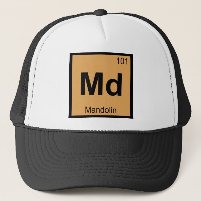 Md - Mandolin Chemistry Periodic Table Symbol Trucker Hat (Front)