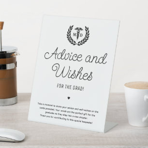 MD Med School Graduation Party Advice Wishes  Pedestal Sign